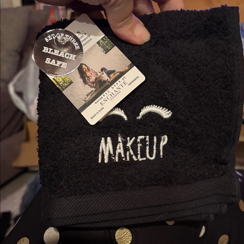 Rae Dunn Enchanté Black Makeup Towel Set